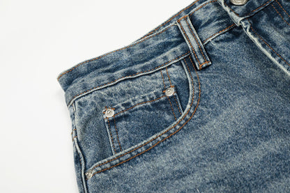 Paint Splatter Curved Denim Jeans WN26128