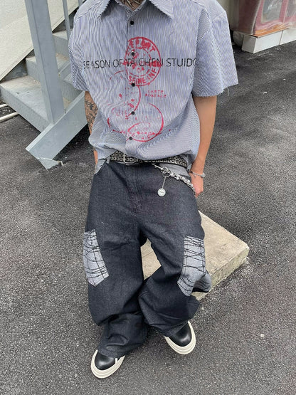 Washed Wide Leg Denim Jeans WN18843