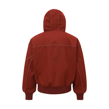 Metal Buttons Patchwork Hooded Jacket WN16109