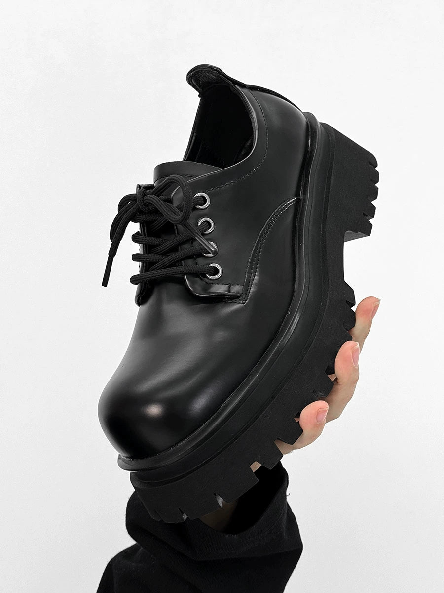 Round Toe Chunky Sole PU Leather Shoes WN19145