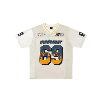 Number Print Flame Graphic Short Sleeve T-Shirt WN26514