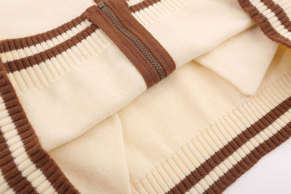 Colorblock Raglan Zipper Knit Cardigan WN11225