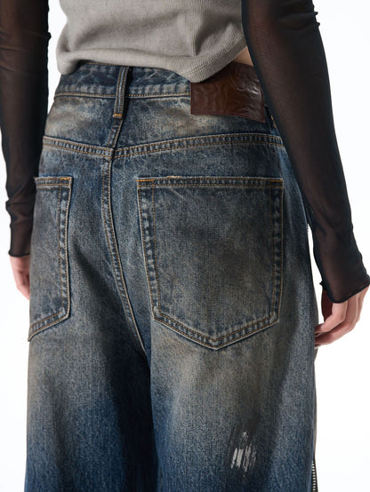 Panel Wash Wide Leg Denim Jeans WN23107