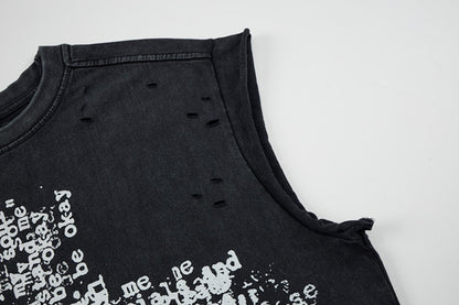 Cross Graphic Damage Sleeveless T-Shirt WN28060