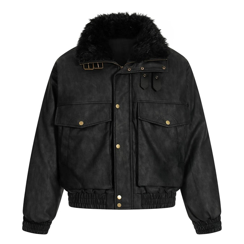 Fake Fur-Collar Large Pocket Thick Jacket WN22095