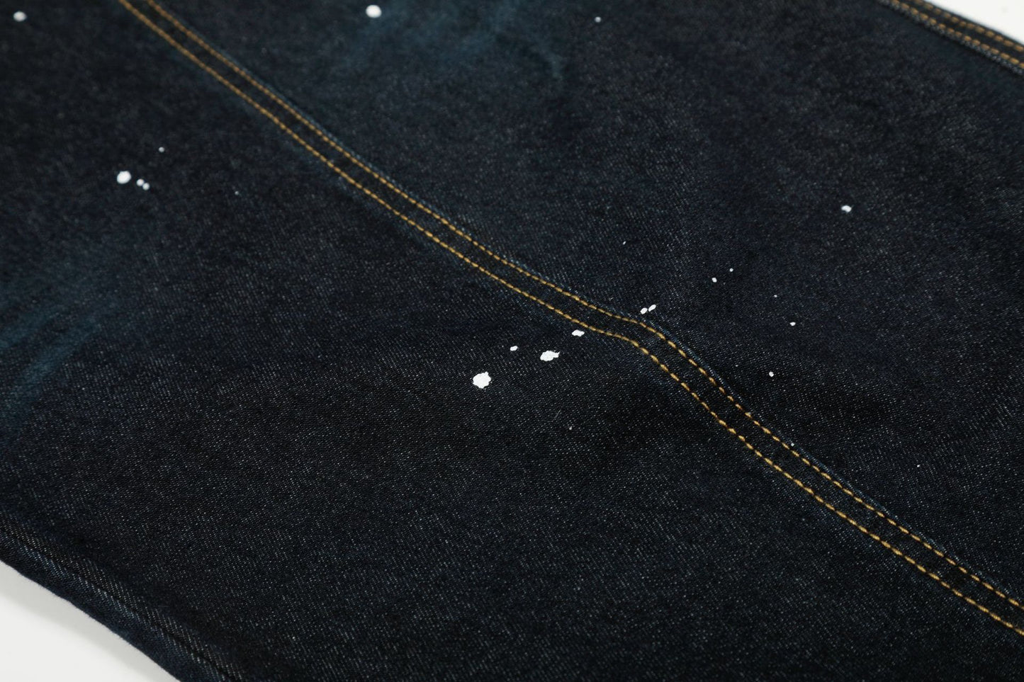 Ink Print Washed Wide Leg Curved Denim Jeans WN23030