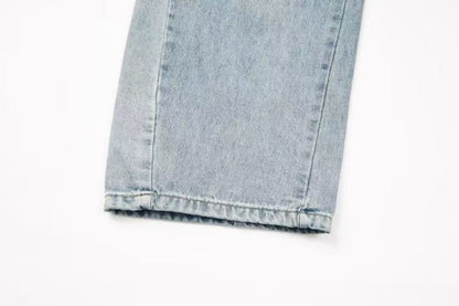 Washed Drape Wide Leg Denim Jeans WN27932