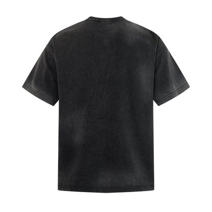Washed Handwriting Print Short Sleeve T-Shirt WN25809