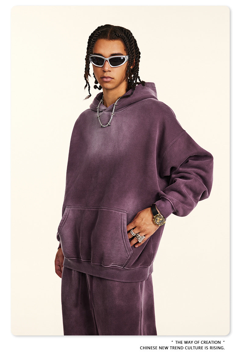 Oversize Fleece Lining Washed Pullover Hoodie WN9924