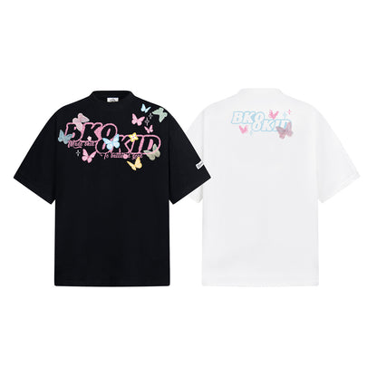 Butterfly Letter Print Oversize Short Sleeve T-Shirt WN26896