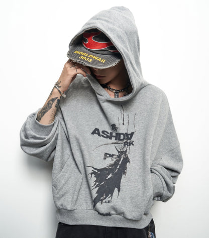 Letter Print Cropped Hoodie WN22960