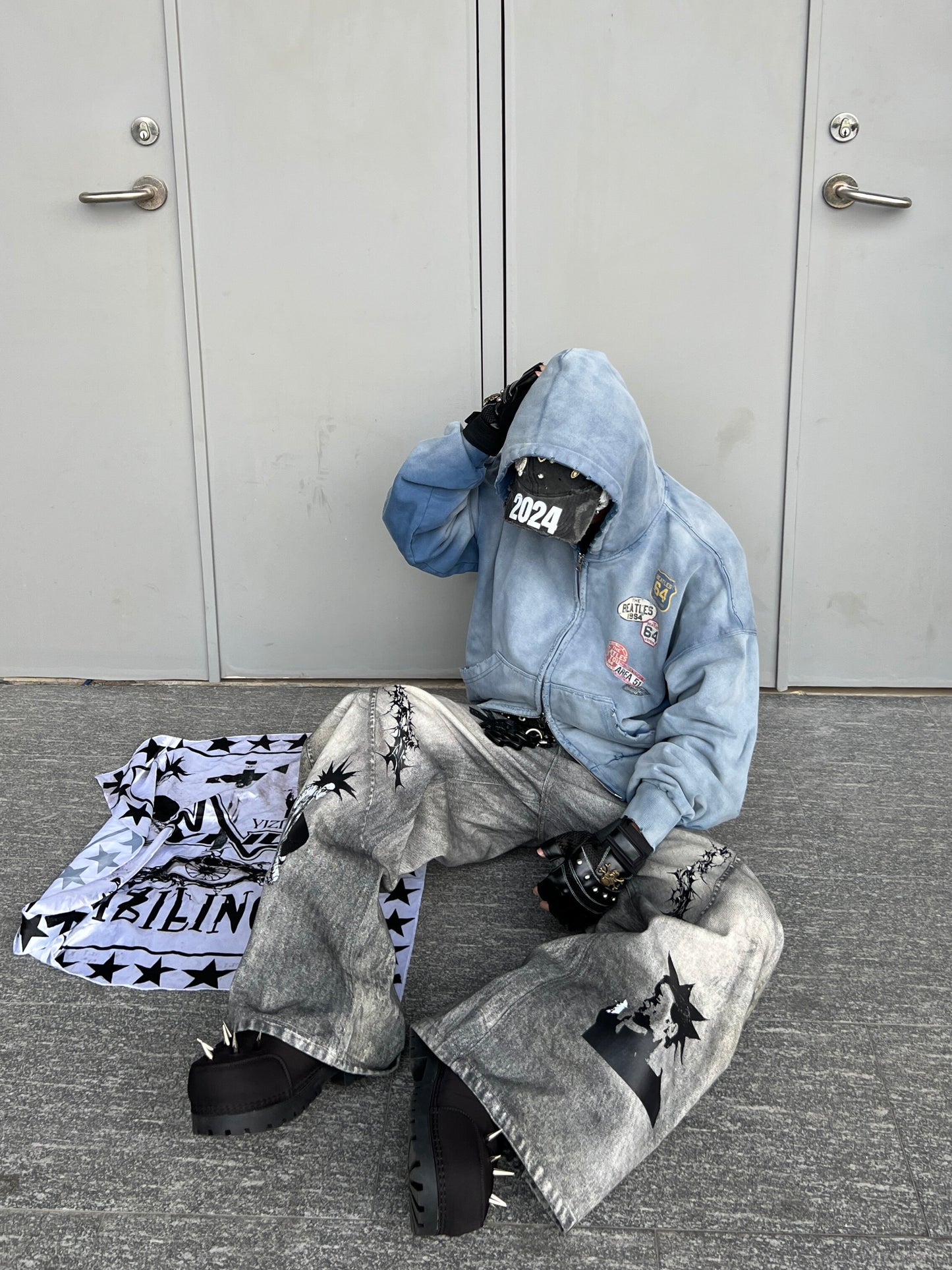 Wash Damage Oversize Zipper Hoodie WN24079