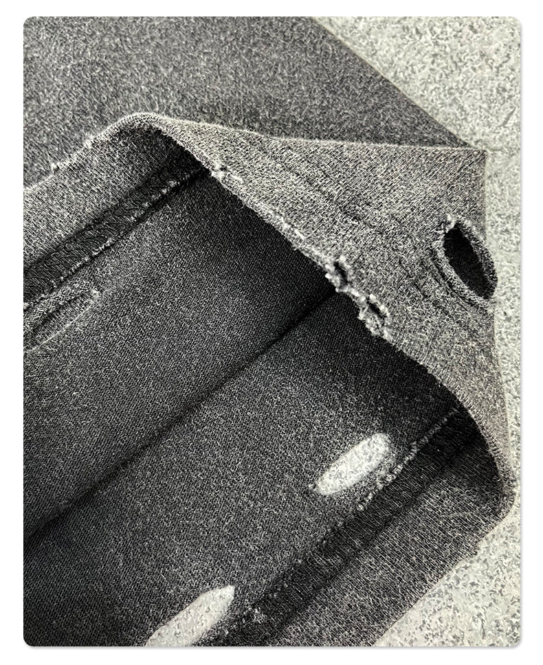 Washed Damage Digital Spray Print Short Sleeve T-Shirt WN16279