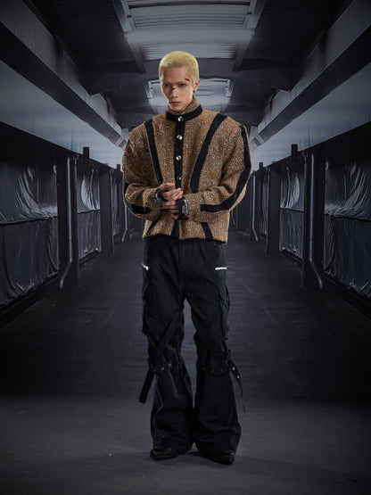 Contrast Panel Button High-Neck Padded Jacket WN22823