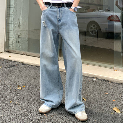 Damage Wide Leg Denim Jeans WN24875