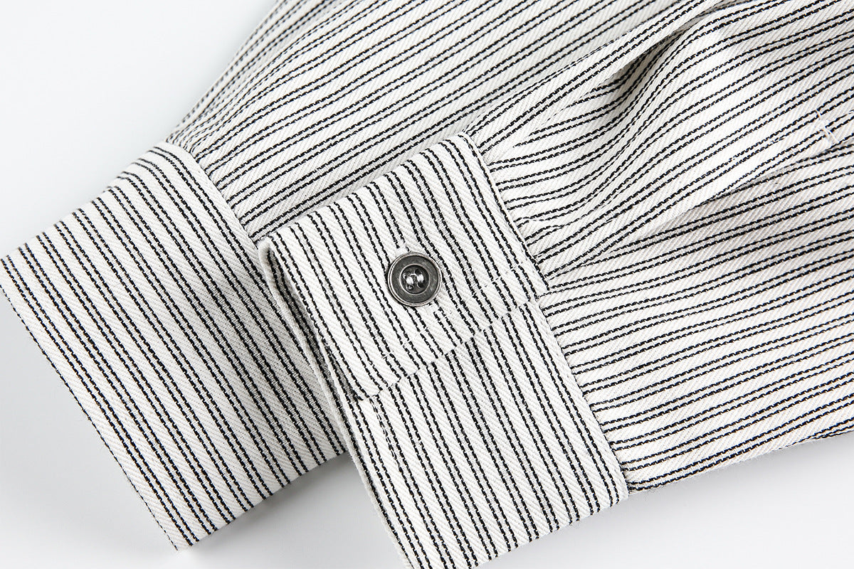 Graphic Print Stripe Frayed Long Sleeve Shirt WN23042