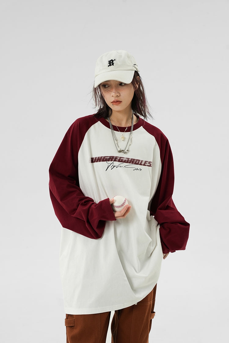 Oversize Cotton Raglan Long Sleeve T-Shirt WN9760