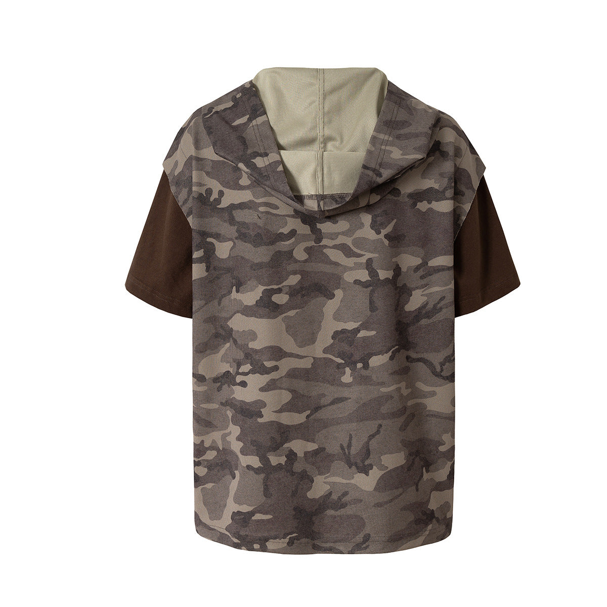 Camouflage Contrast Sleeve Embroidery Hoodie WN25503