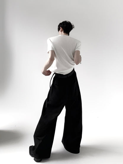 High-Waist A-Line Draping Wide Leg Trousers WN15430