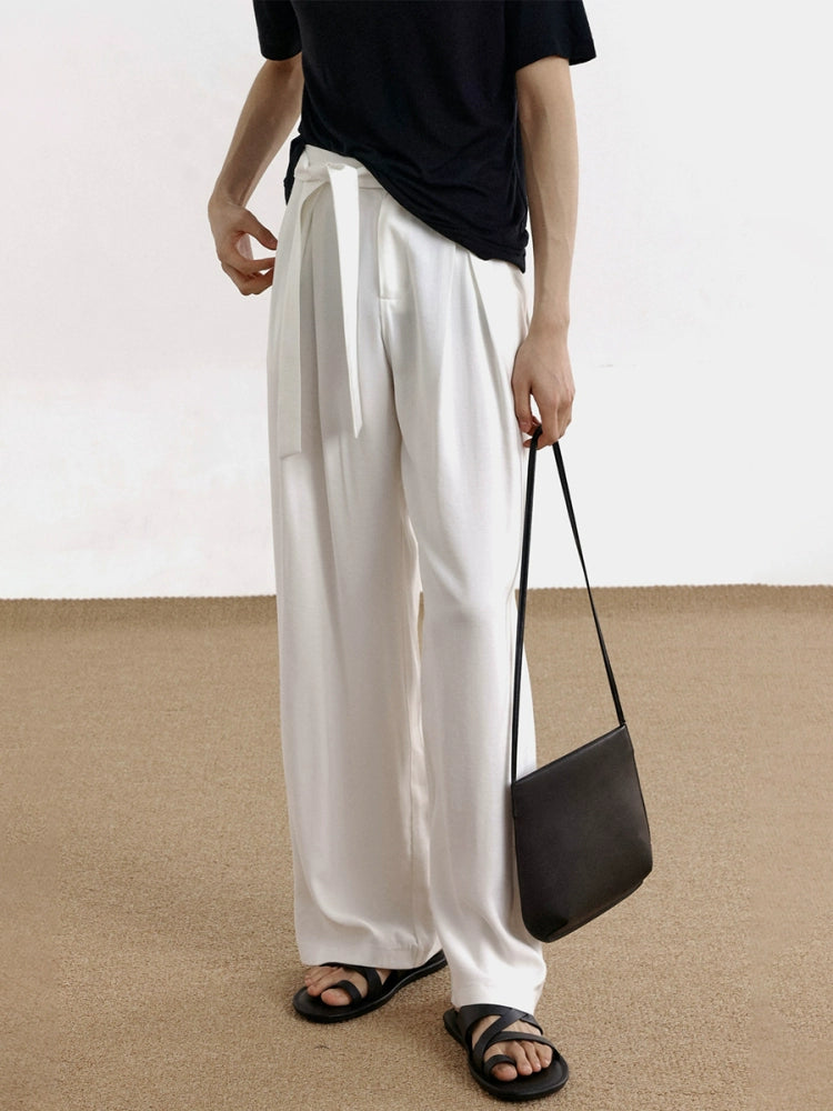 Pleats Belted Wide Leg Trousers WN21465