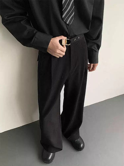 Korean Style Draped Wide Leg Trousers WN19328