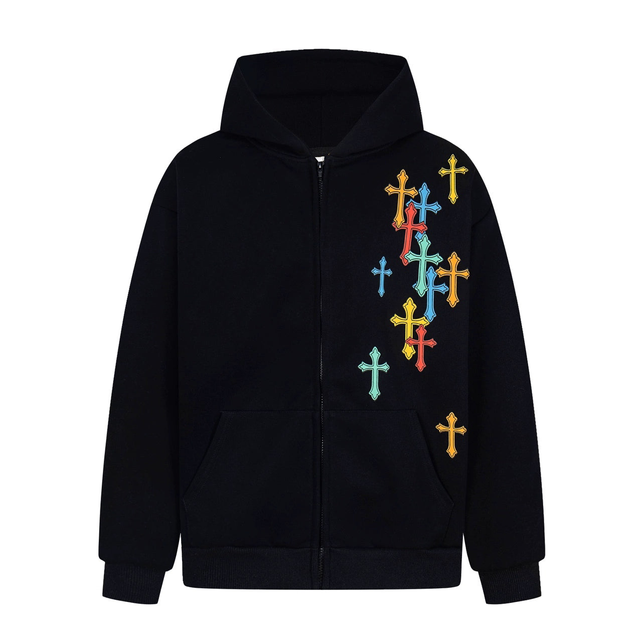 Foam Cross Print Zipper Hoodie WN21040