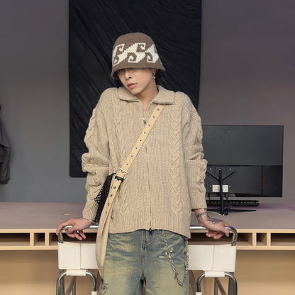 Cable Knit Zipper Cardigan WN22952