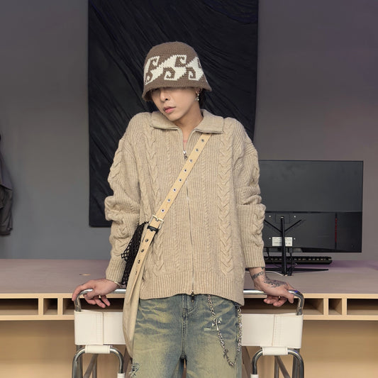 Cable Knit Zipper Cardigan WN22952