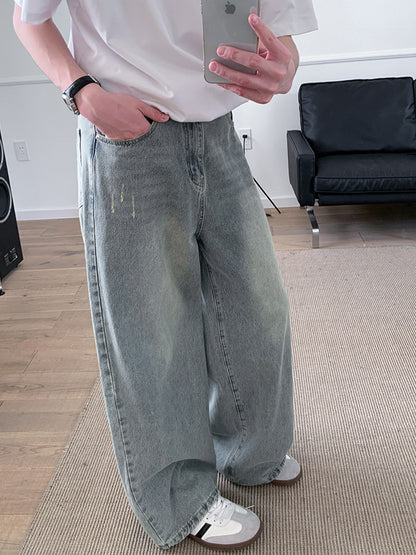 Washed Wide Leg Denim Jeans WN24980