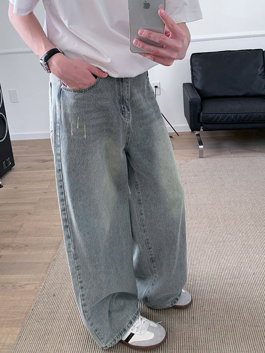 Washed Wide Leg Denim Jeans WN24980