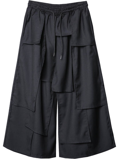 Deconstruct Mix Patchwork Cropped Wide Leg Pants WN22440