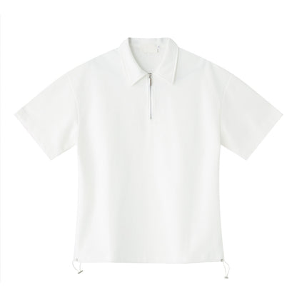 Half Zip Open Collar Short Sleeve T-Shirt & Half Pants Setup WN24906