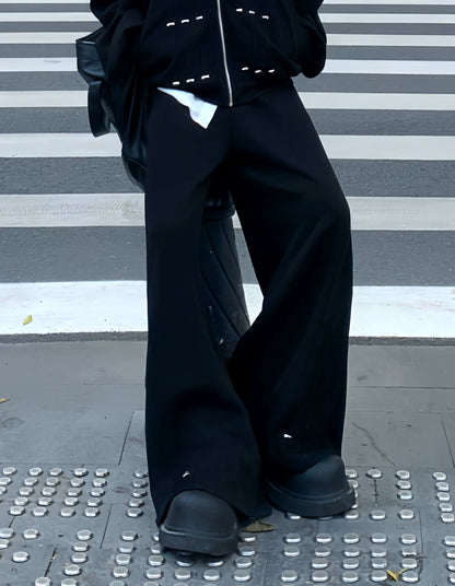 Shoulder-Pad Cropped Zipper Jacket & Wide Leg Jogger Pants Setup WN19903