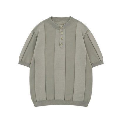 Henley Short Sleeve Summer Knit T-shirt WN26809