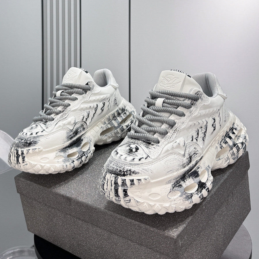 Paint Graffiti Print Chunky Sole Sneakers WN24657