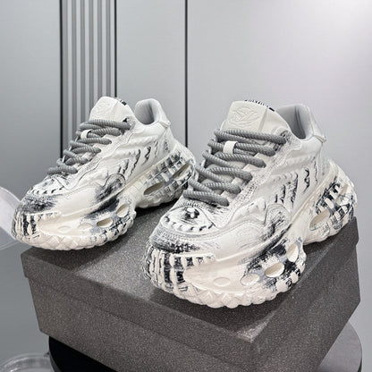 Paint Graffiti Print Chunky Sole Sneakers WN24657
