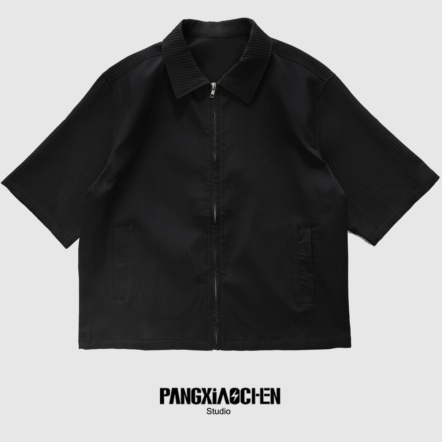 Textured Raised-Collar Short Sleeve Shirt WN20172