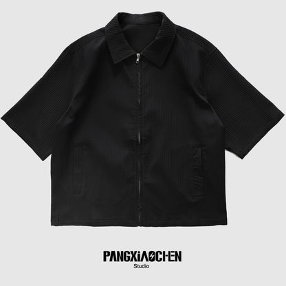 Textured Raised-Collar Short Sleeve Shirt WN20172