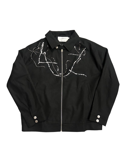 Handcrafted Pearl Chain Harrington Jacket WN18875