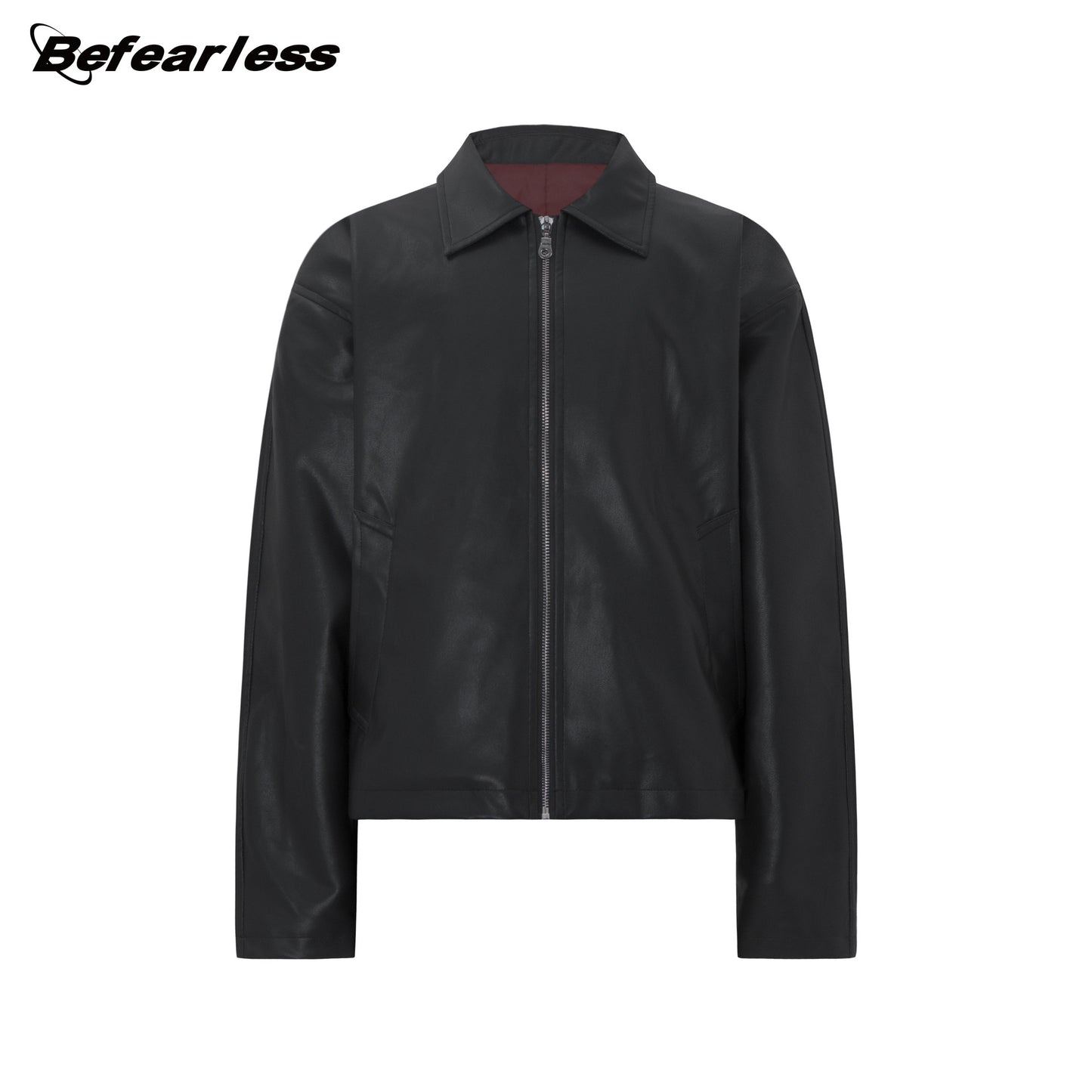 Turn-Down Collar PU Leather Jacket WN26269