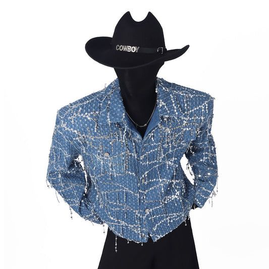 Fringe Pearl Tweed Short Jacket WN23728