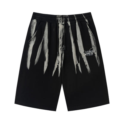 Drawstring Wash Tie-Dye Damage Half Sweatpants WN25589