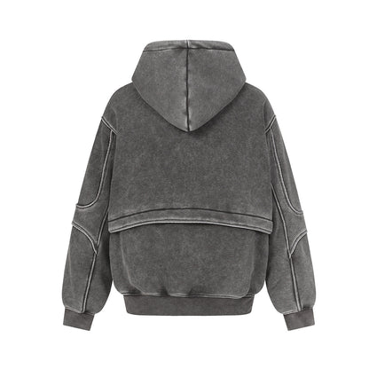 Fleece Lining Washed Pullover Hoodie WN21876