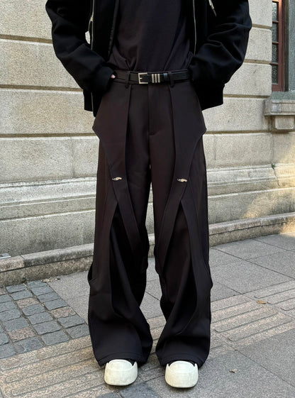 Deconstructed Panel Patchwork Wide Leg Trousers WN23173