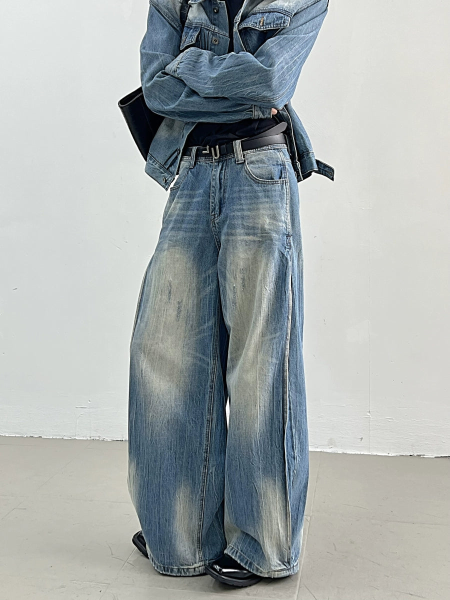 Denim Jacket & Wide-Leg Denim Jeans Setup WN11650