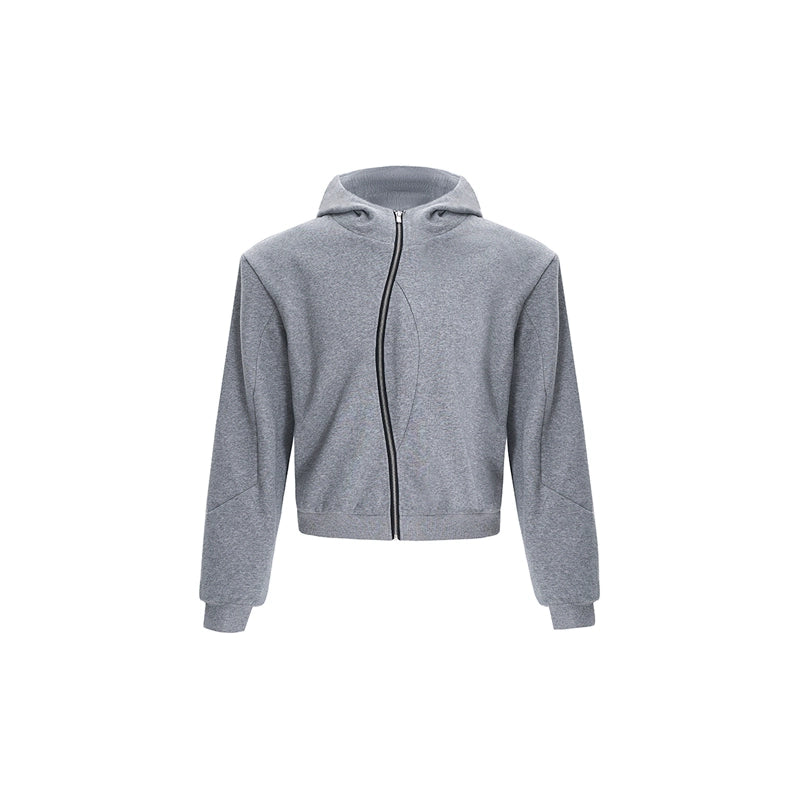 Shoulder Pad High-neck Zipper Hoodie WN8083