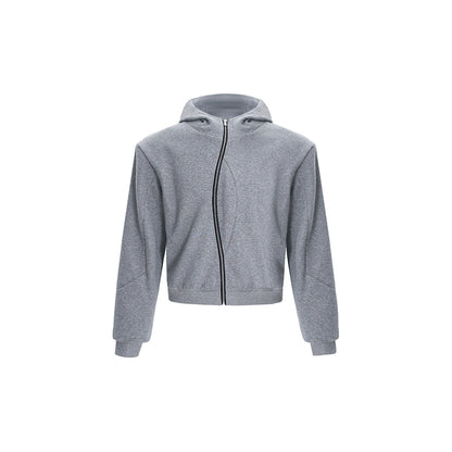 Shoulder Pad High-neck Zipper Hoodie WN8083