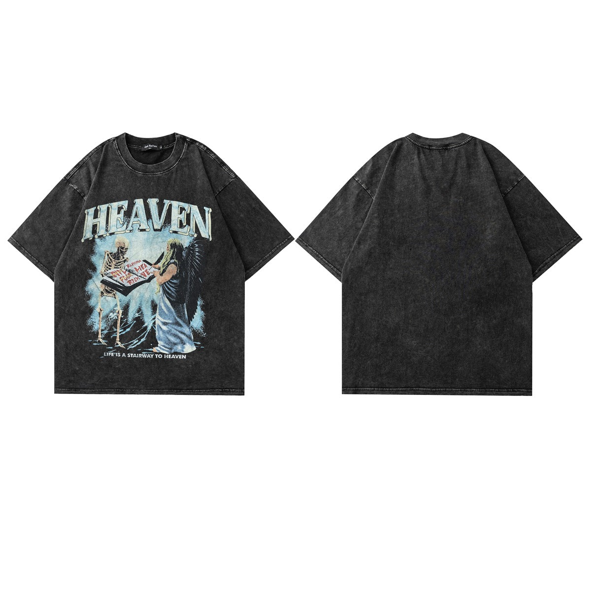 Washed Skull Print Cotton Short Sleeve T-Shirt WN25698