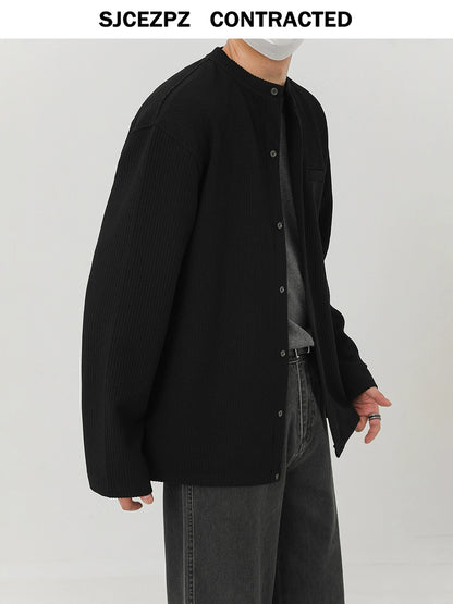 Texture High Neck Long Sleeve Cardigan WN21259