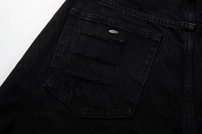 Ripped Circle Print Wide Leg Denim Jeans WN27892